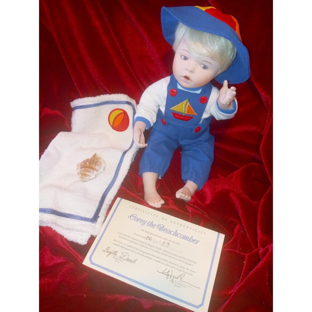 Vtg 1990 Georgetown Coll. COREY THE BEACHCOMBER 12" Porcelain Doll W/Orig Box